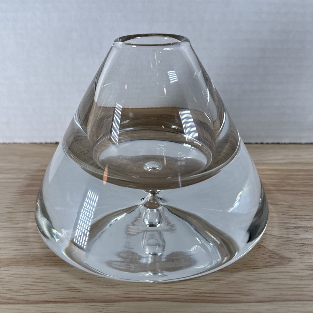 ESTATE MODERNIST CLEAR ART GLASS VASE PAPERWEIGHT CONTROLLED BUBBLE